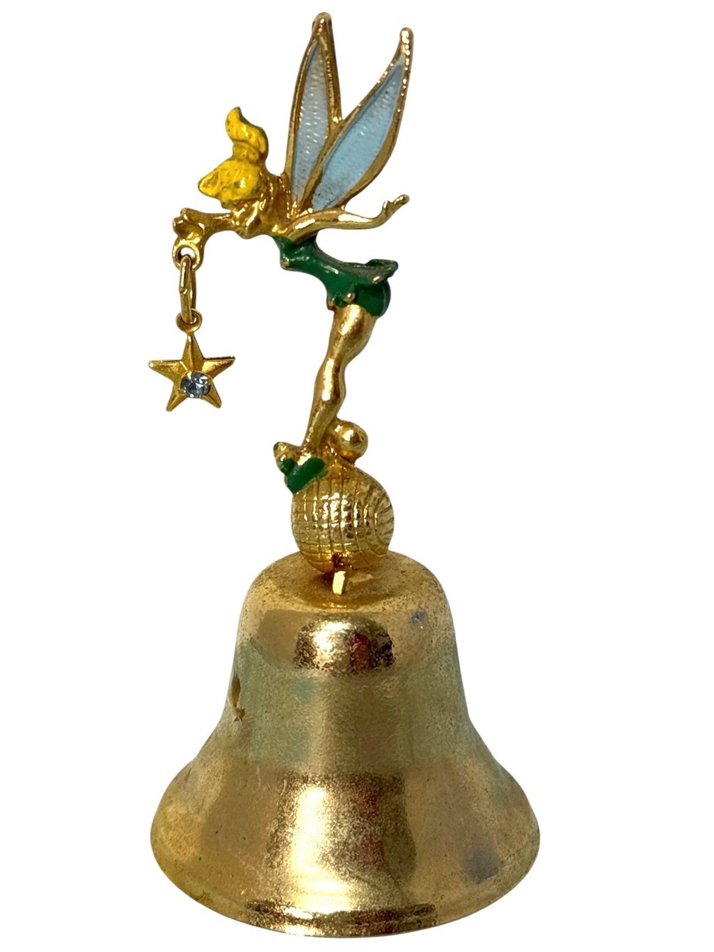 Vintage Disneyland Tinker Bell Brass Figurine Bell Enamel 1960s